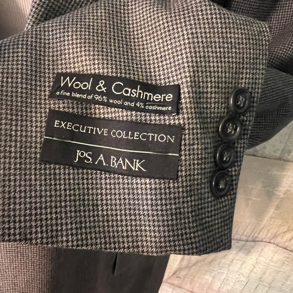 Jos A Bank houndstooth blazer 43 Regular New With Tags Charcoal Wool Cashmere - Picture 2 of 8